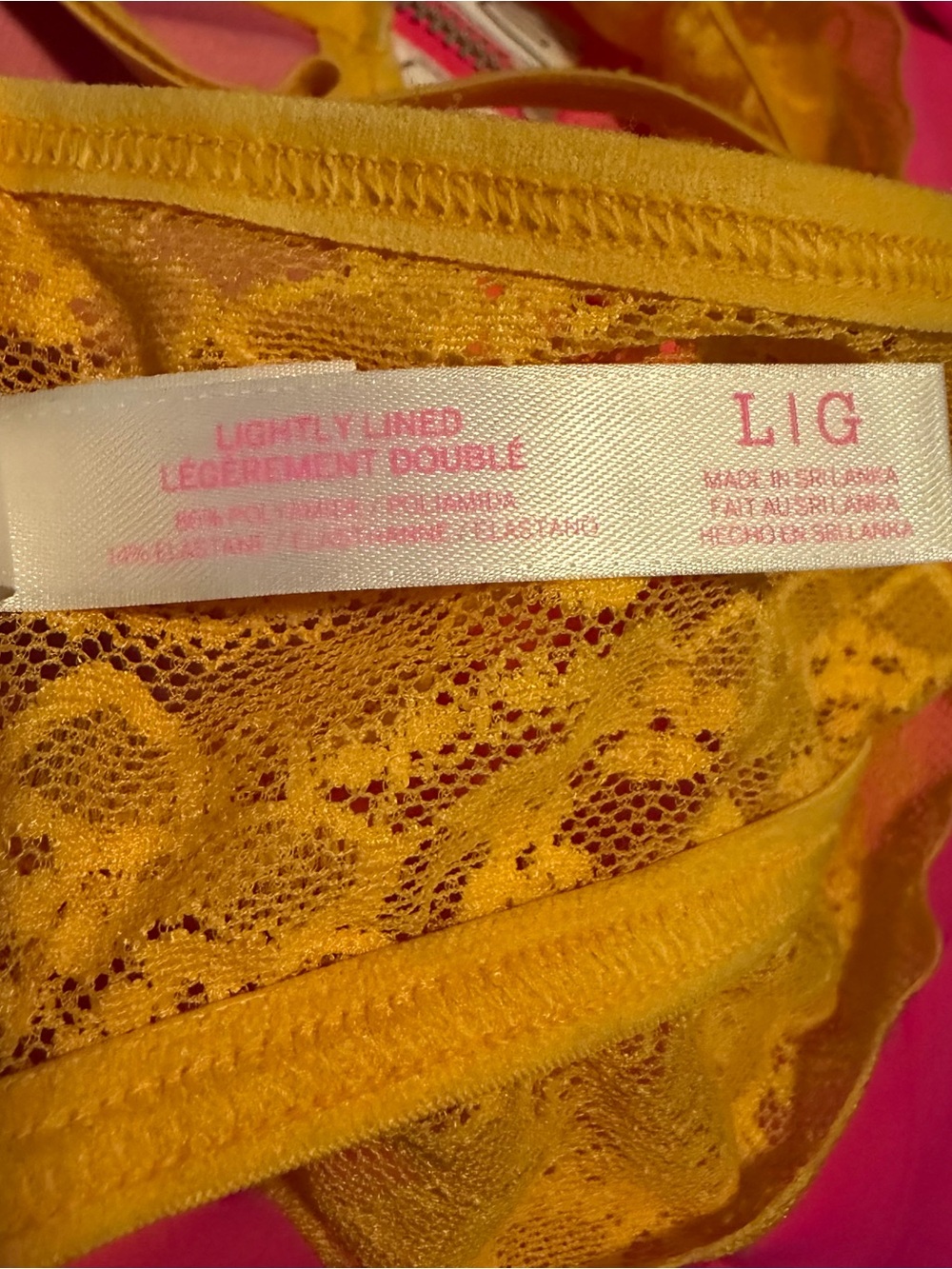 Victorias Secret Pink Bralette Bright Orange Lacy Strappy Lightly Lined large - Picture 6 of 7